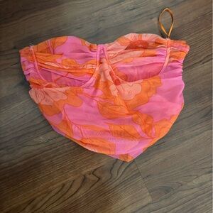Zara Pink and Orange Floral Crop Top